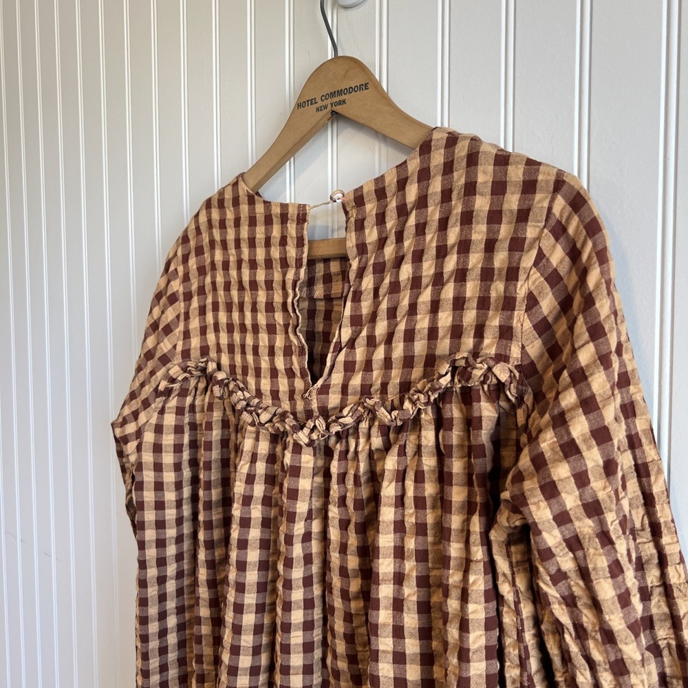 ASOS Dress Women Size 4 Checkered ruffle‎ prairie girl farm cottage core - Picture 5 of 10